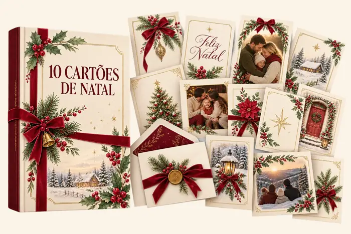 Mockup do bônus 10 Cartões de Natal